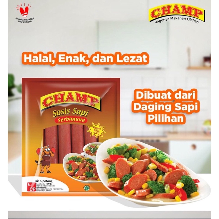 Jual CHAMP Beef Sausage 6pcs [150] / Sosis Sapi | Shopee Indonesia