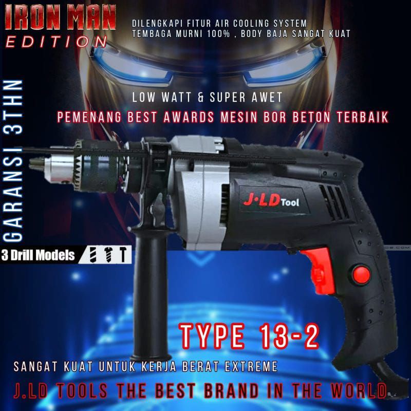 Jual Mesin Bor JLD TOOLS Impact Drill 132, Bor Tembok Beton ukuran