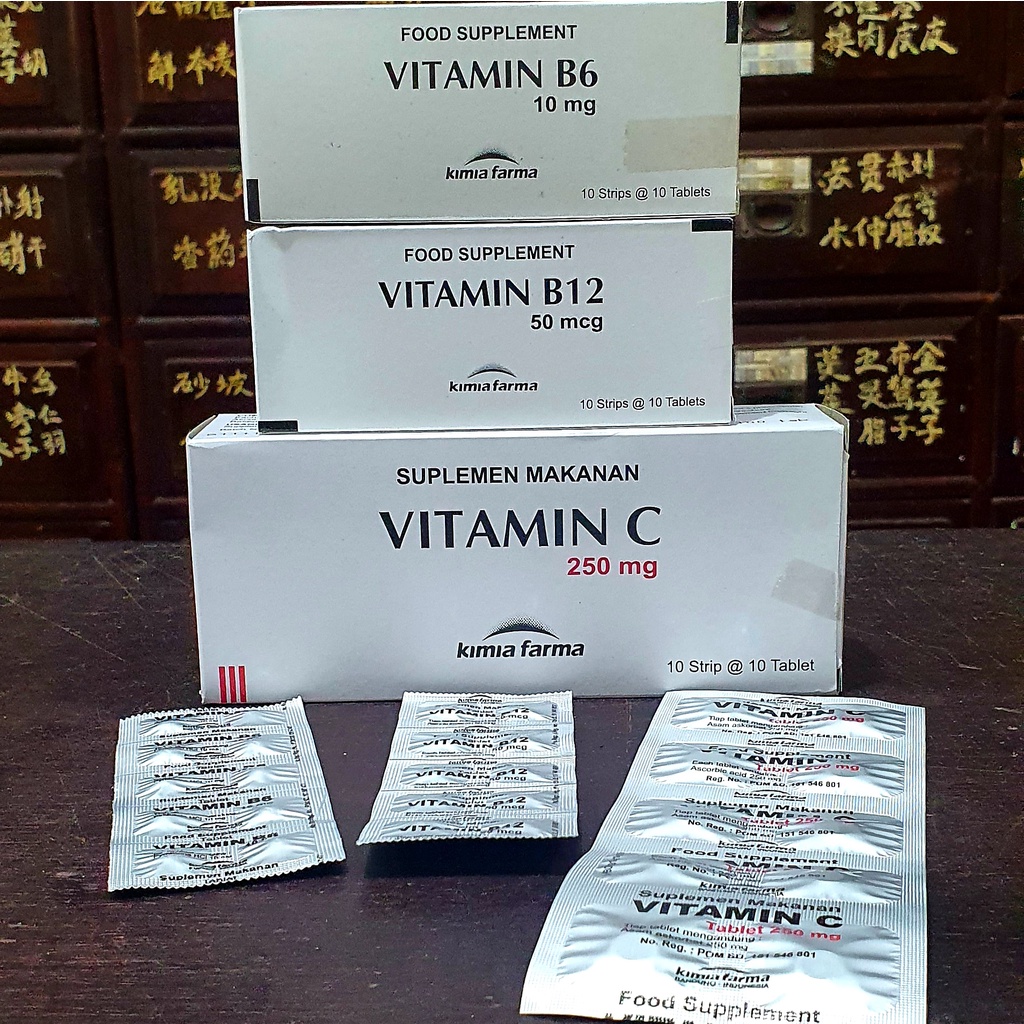Jual Vitamin Kimia Farma strip isi 10 tablet, Vitamin B6 10mg