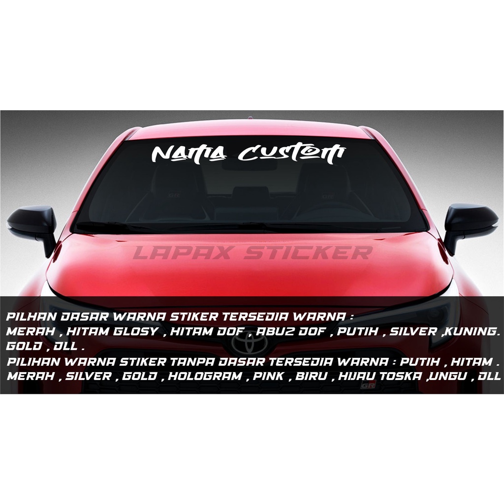 Jual Stiker nama custom kaca depan mobil cutting sticker kaca mobil