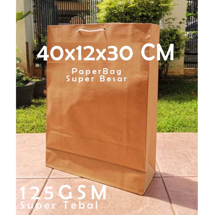 Jual Paper Bag Coklat Besar Polos 30 X 12 X 40cm Papper Bag Kertas ...