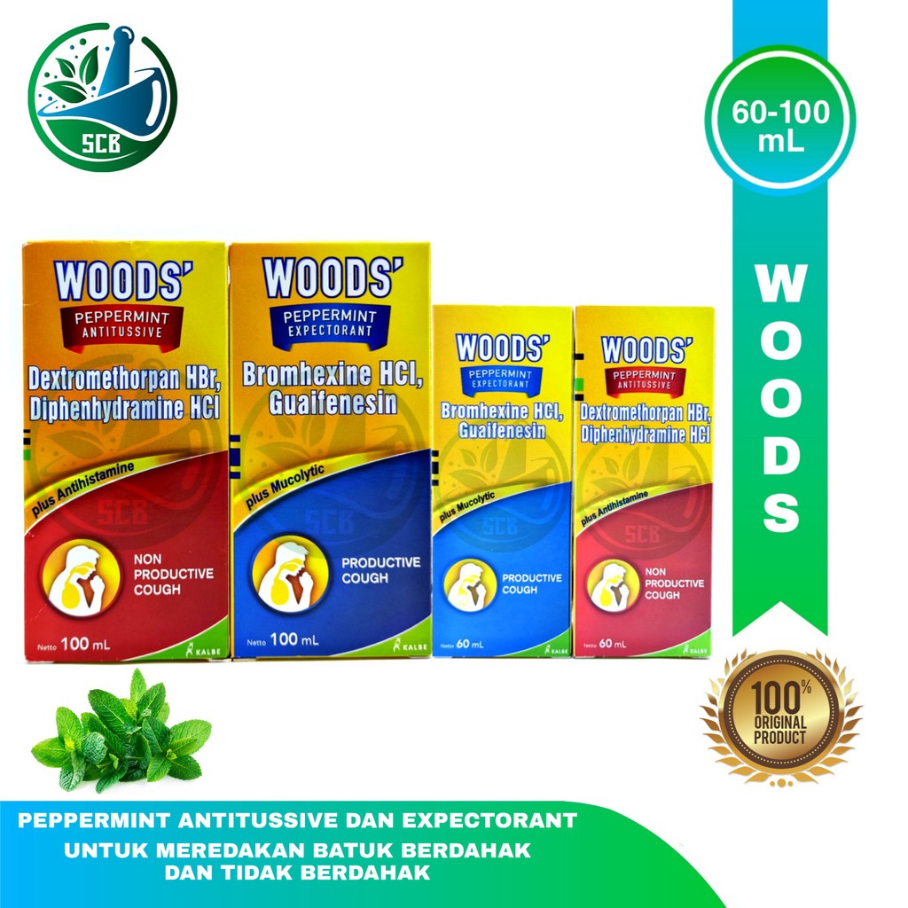 Jual Woods Peppermint Expectorant (Biru) Antitussive (Merah) / Obat