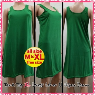 Jual Tank Top XL Dress Leher U, Tanktop Tentop Tengtop Wanita Terusan Body  Panjang Hitam Putih Warna