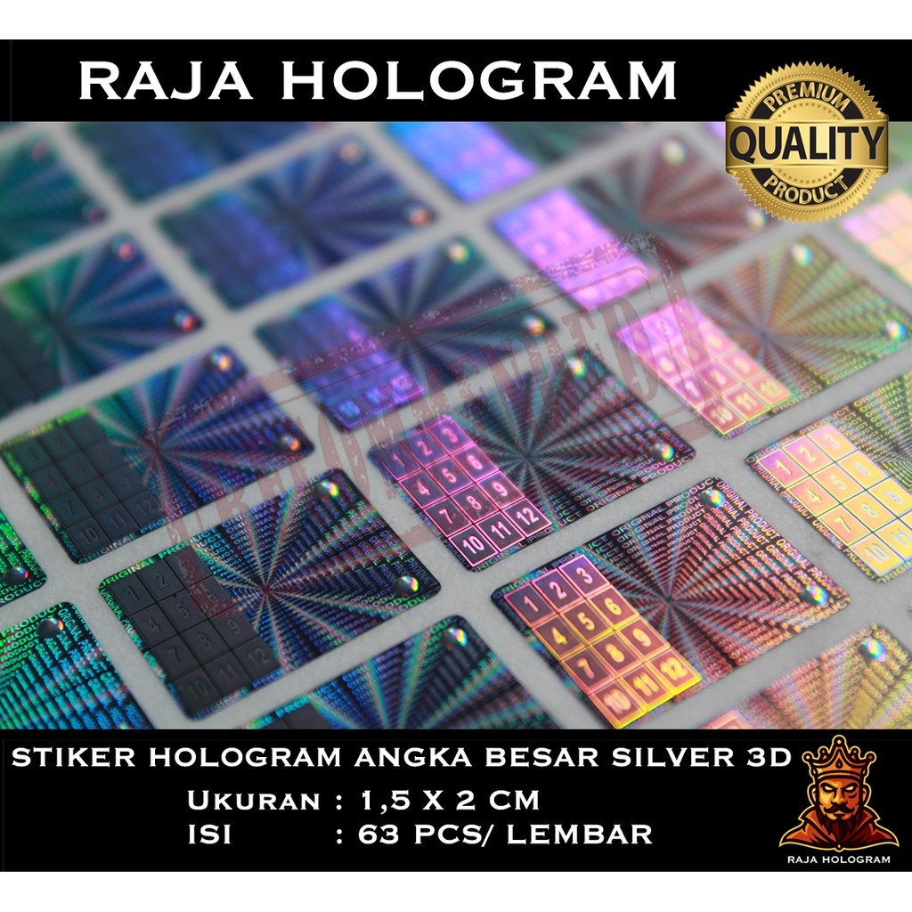 Jual STIKER HOLOGRAM ANGKA BESAR SILVER 3D CETAK STICKER SEGEL LABEL ...