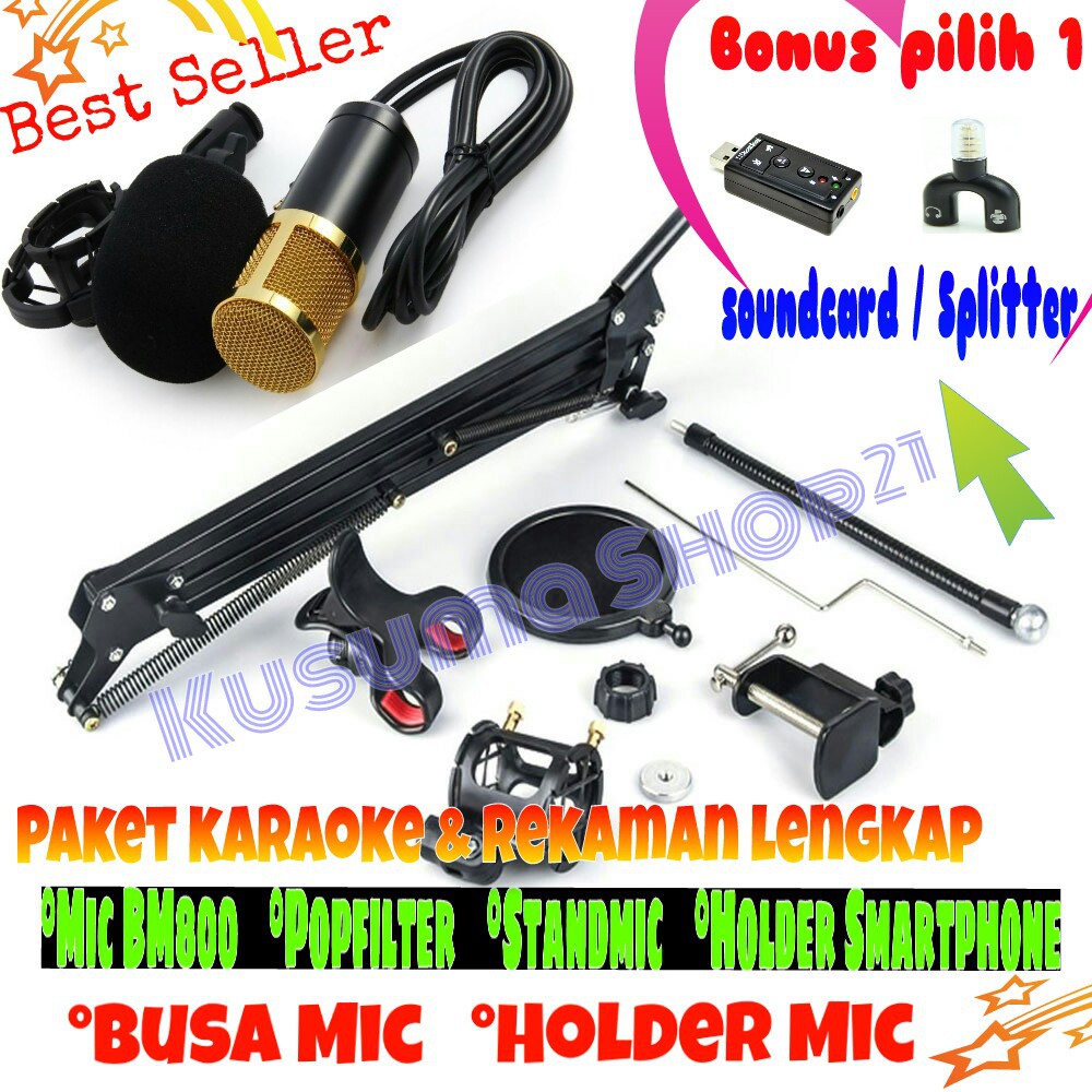 Jual Paket Rekaman Mic BM800 Stand Mic Pop Filter / Paket Karaoke ...