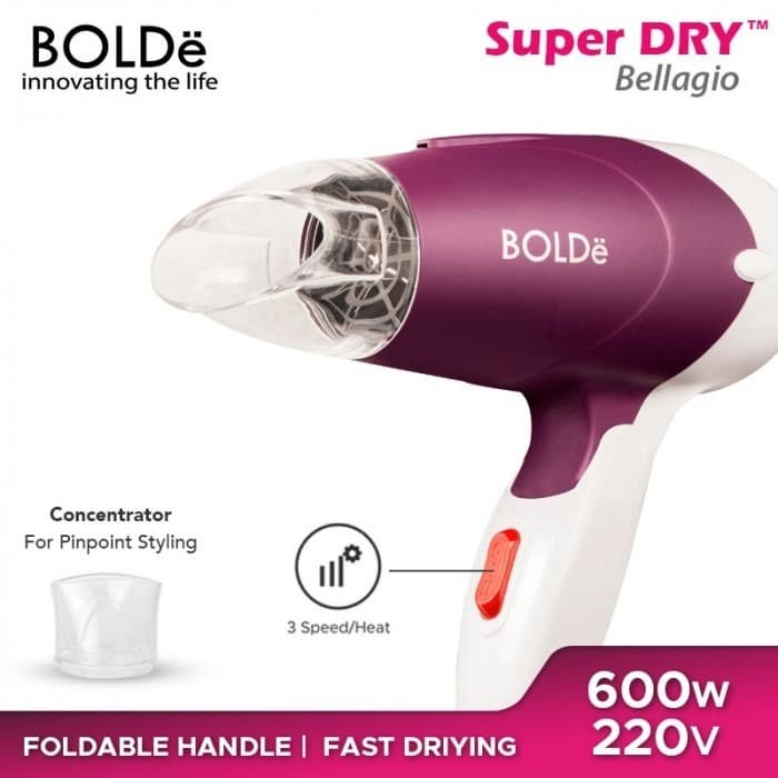 Jual BOLDE HAIR DRYER SUPER DRY BELLAGIO PENGERING RAMBUT [600 WATT