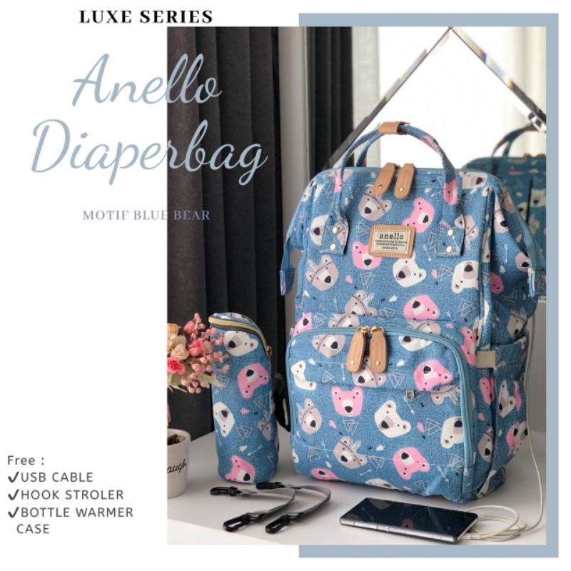 Jual DIAPER BAG MOTIF GEN 3 ANELLO LUXE (TAS BAYI DIAPER BAG ANELLO GEN