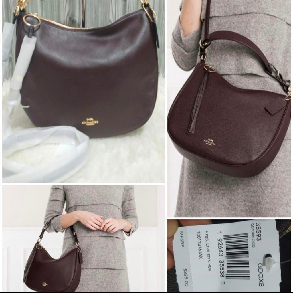 Tas Coach Sutton Hobo Oxblood Gold Hardware New Original