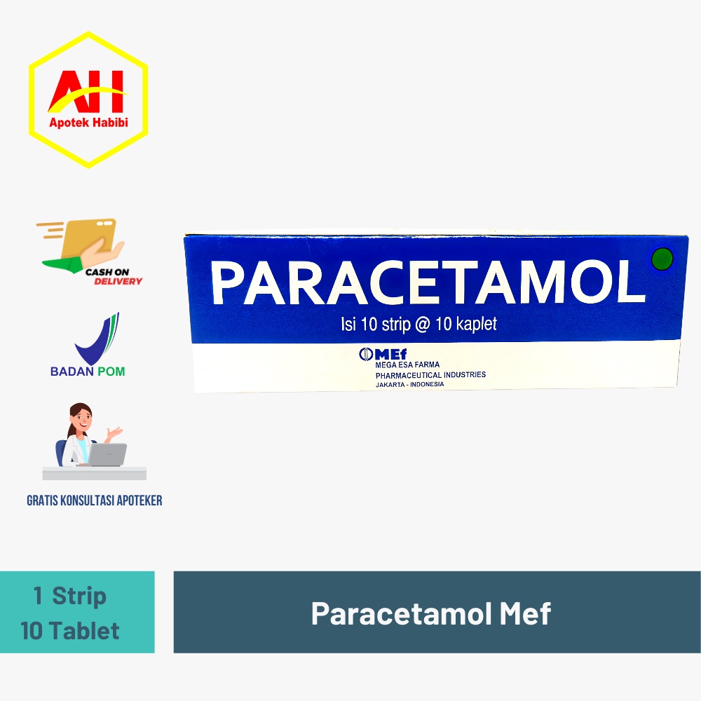 Jual PARACETAMOL PARASETAMOL MEF GENERIK 500MG 1 BOX ISI 10 STRIP OBAT ...