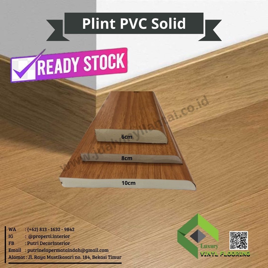 Jual list pingiran Plint pvc 10cm solid panjang 2,4m/btg - Ready stok ...