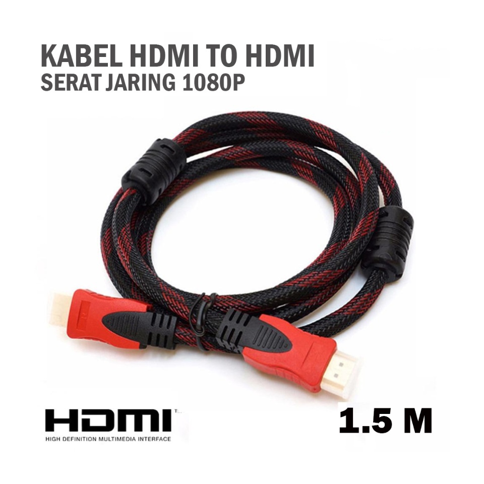 Jual KABEL HDMI 1,5M SERAT JARING / KABEL HDMI TO HDMI 1,5 M | Shopee