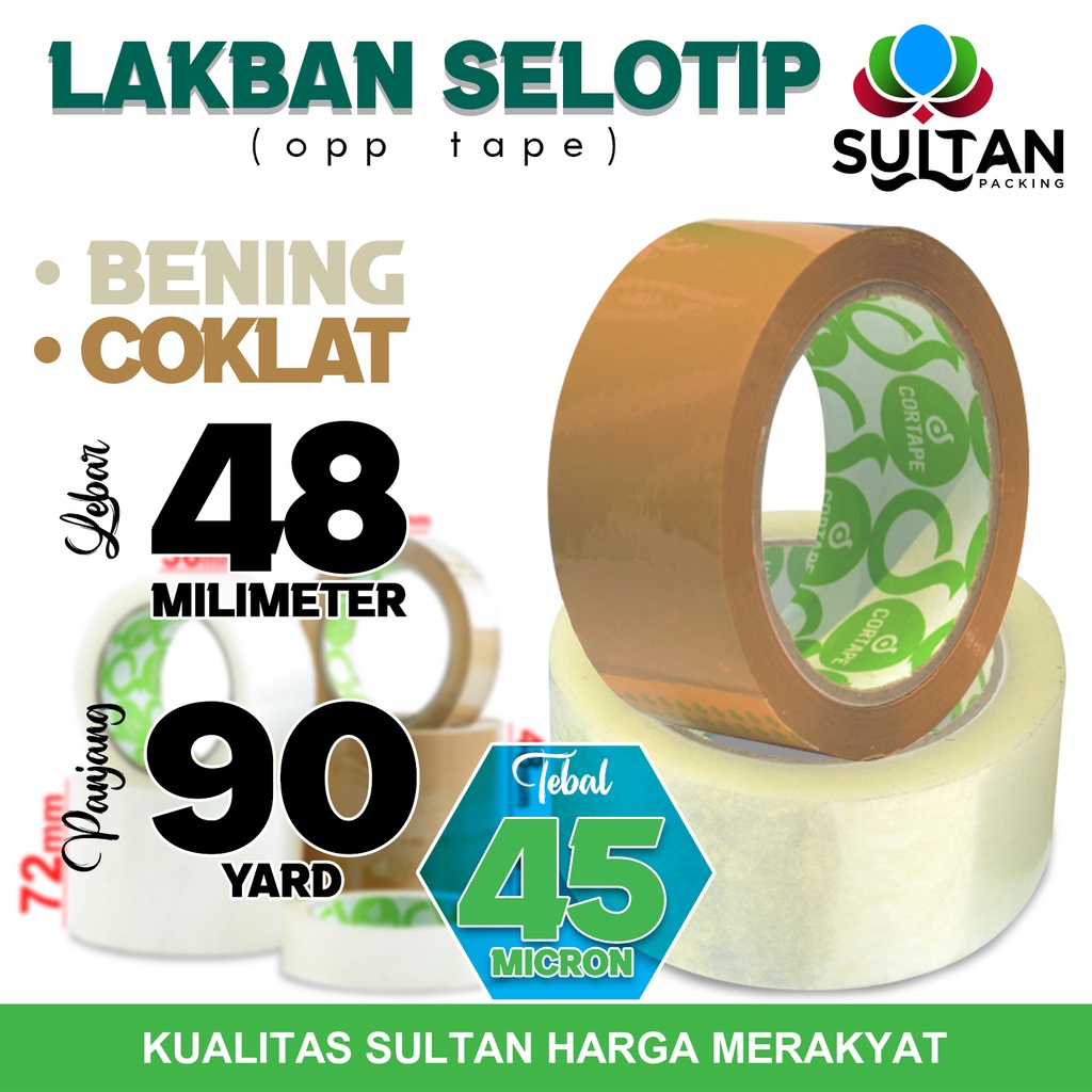 Jual Lakban Isolasi Selotip 48mm x 90yard OPP Tape Cortape Plakban ...