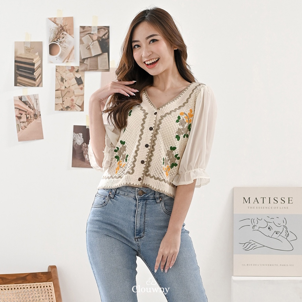 Jual Clouwny Clark Top Premium Crochet Atasan Wanita Kombinasi Cotton Fit To L Shopee Indonesia