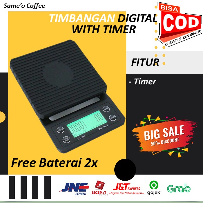 Timer Scale 3kg Timbangan Kopi Digital Timer Portable Coffee Scale