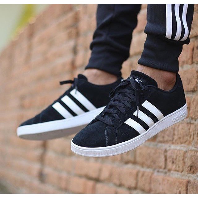 Original Adidas Neo Baseline Suede Black white made in Indonesia