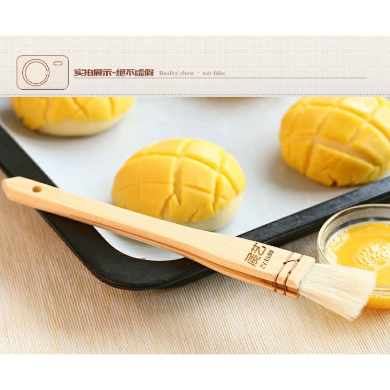 Jual Zoe soft baking brush wooden handle / kuas oles kue roti bulu ...