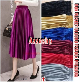 Rok Plisket Pendek 7 8 Bludru Premium