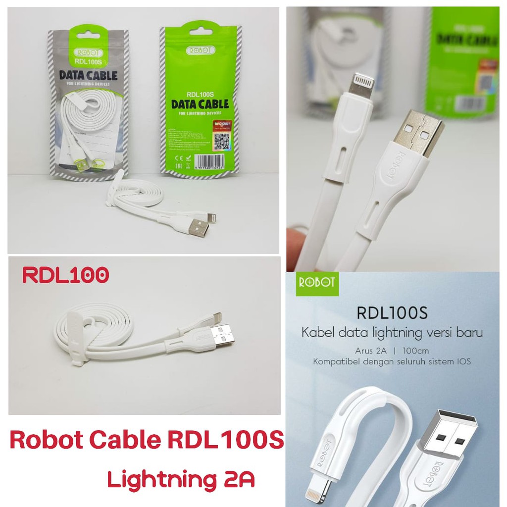 Jual Kabel Data Casan ROBOT RDL100S Data Cable Lightning 2A Fast ...
