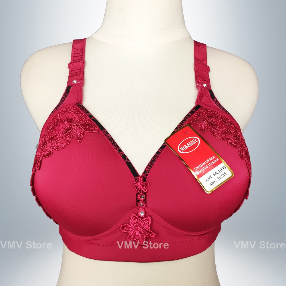 Jual Bra Jumbo Cup C Misslily Ml Tanpa Kawat Kait Motif Lace Brukat Bh Wanita Cup Besar