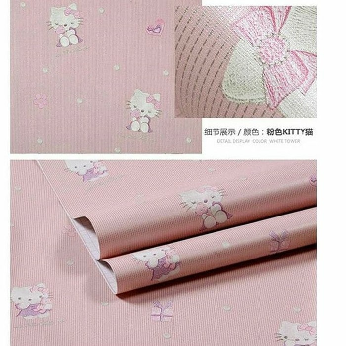 Jual Hello kitty minimalis pink 45 cm x 10 mtr || Wallpaper dinding