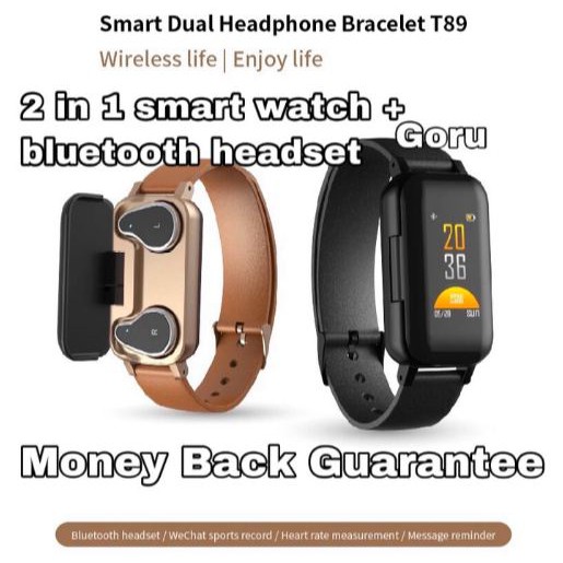 Jual Jam Tangan Smart watch headset earphone wireless bluetooth 2in1