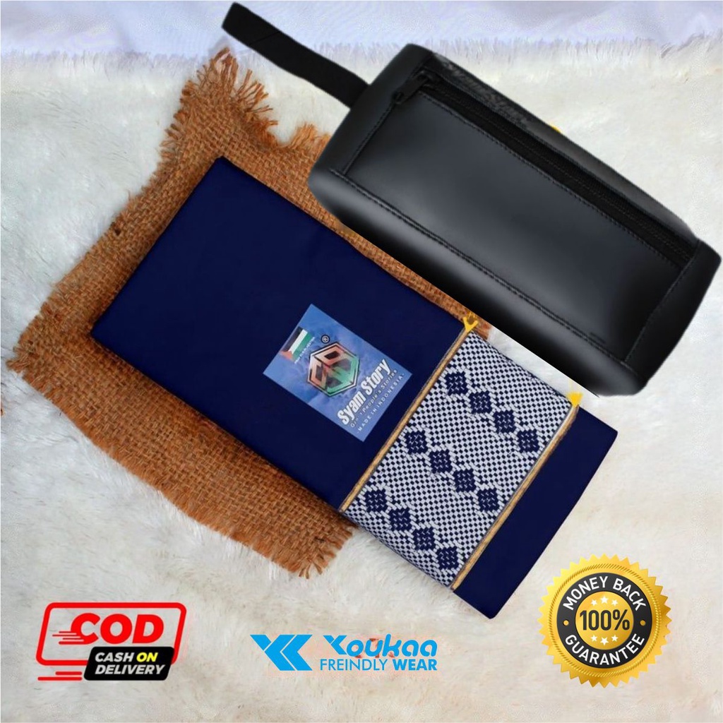 Sarung Santri Traveling Kemasan Pouch Motif Polos tenun batik timbul Doby Sisik Naga