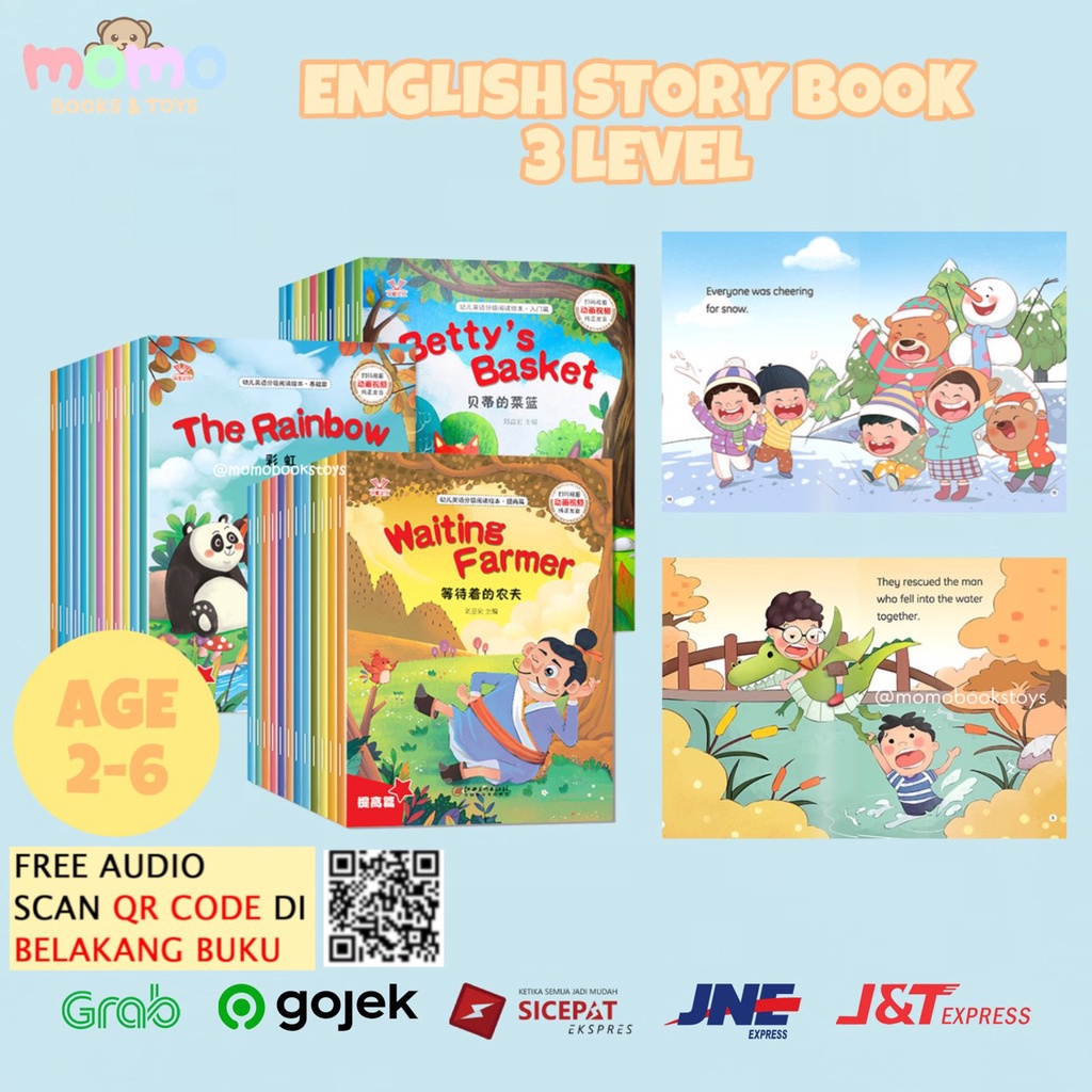 Jual [MOMO] Isi 3 Buku Cerita Anak Bahasa Inggris (Scan QR CODE ...