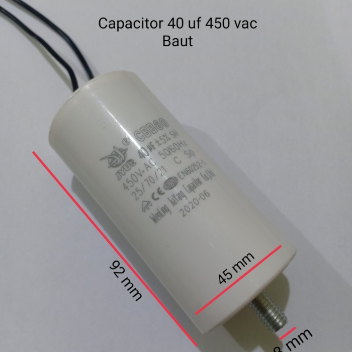 Jual Kapasitor capacitor elmo 40 uf 450 vac baut | Shopee Indonesia