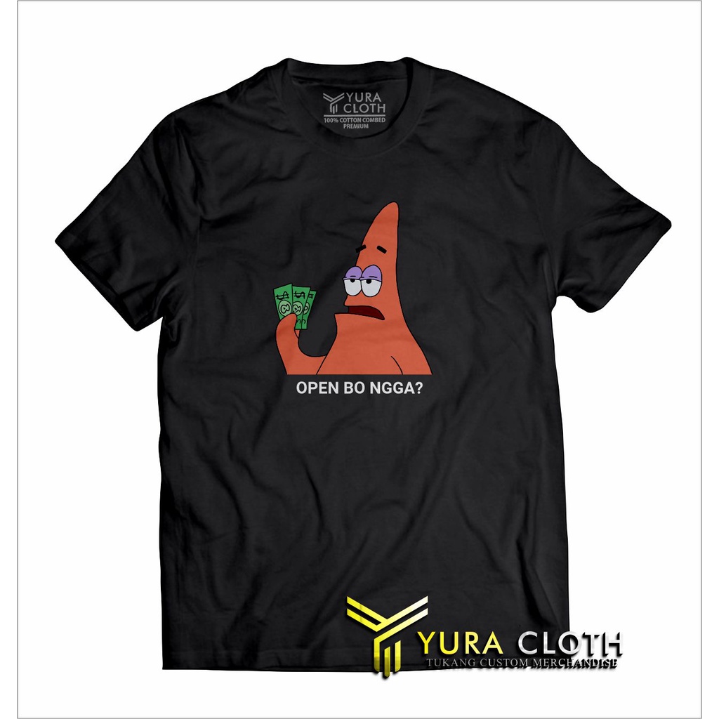 Jual Kaos Pria Distro Parody Patrick Star Open Bo Kaos Kata Kata