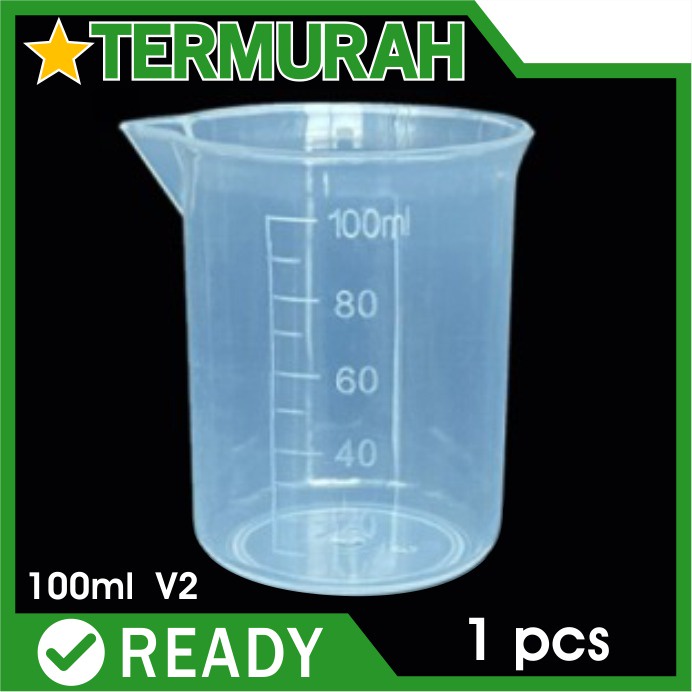 Jual Beaker Plastik Gelas Ukur Takar 100 Ml 100ml Measuring Cup Cups Cone Garis Takaran Lab 9079