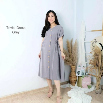 Dress Casual Trivia Dress Andin Busui Friendly Dress Full Kancing Aktif