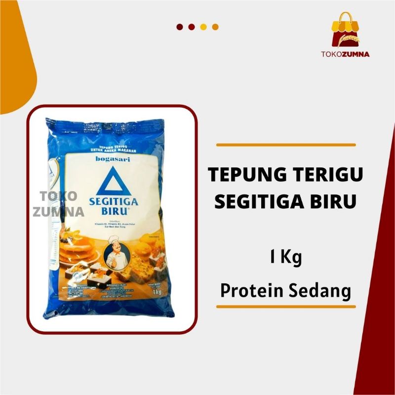 Jual Tepung Terigu Segitiga Biru 1kg Kemasan / Tepung Terigu Protein