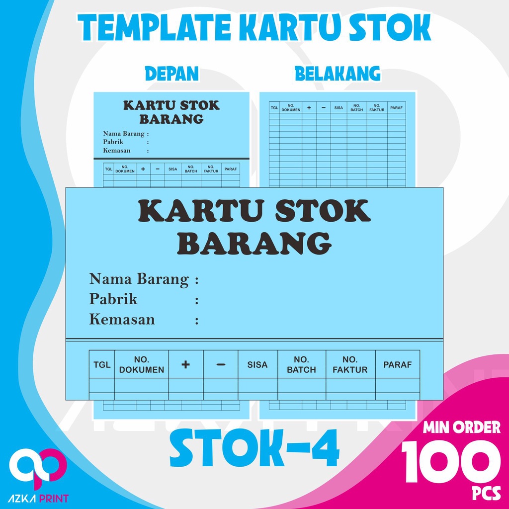 Jual Cetak Kartu Stock / Persediaan Barang, Kartu Iuran, Kartu Absen ...