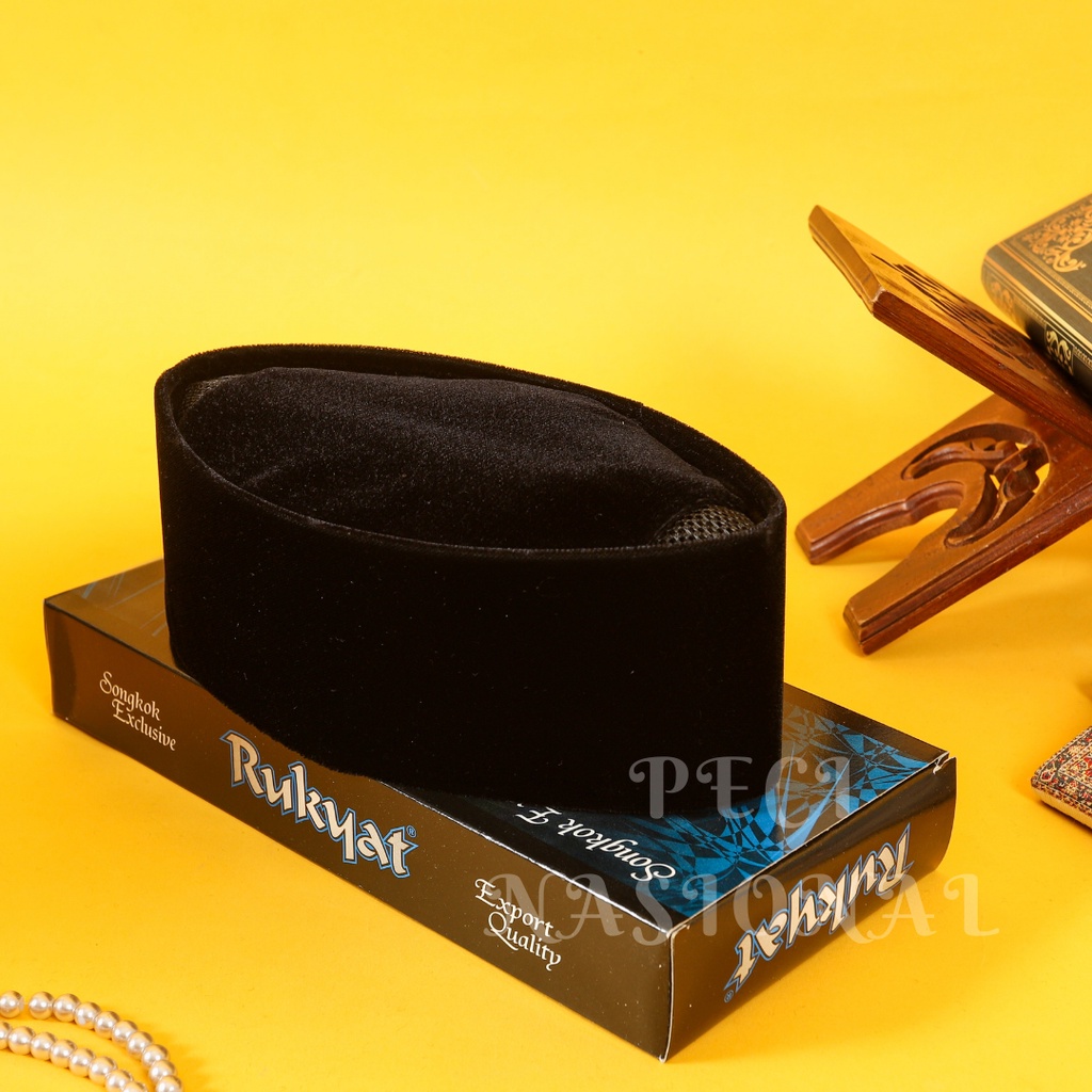 Jual Peci Songkok Kopiah Hitam Polos AC RUKYAT ( Tinggi 8,9 Ukuran 4-9 ...