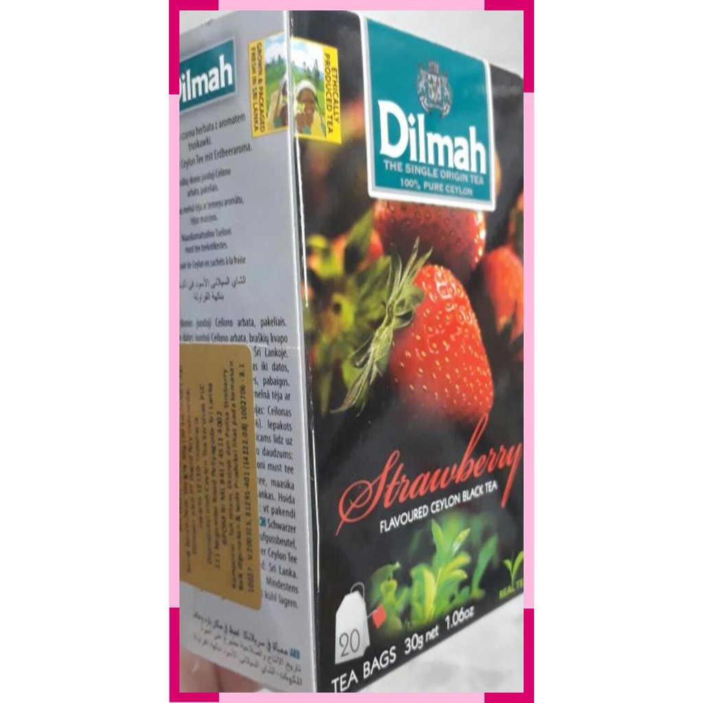 Jual Dilmah strawberry flavoured ceylon black tea 20 sachet 30 gram