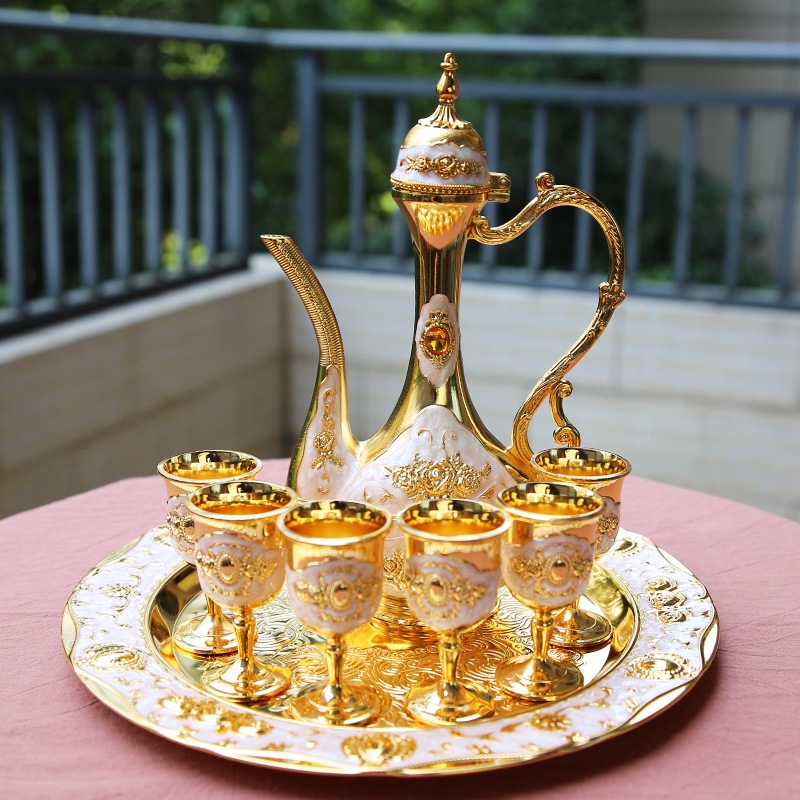Jual Teko Arab Aladin Set 7 Gold Warna Emas Ornamentset Gelas Anggur Kendi Shopee Indonesia 2404