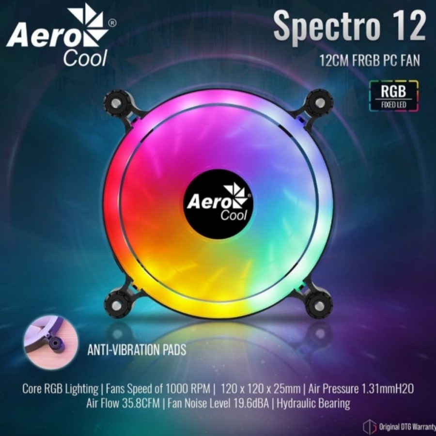 Jual Aerocool SPECTRO 12 FRGB Fan 12CM SPECTRO12 RGB Anti Vibration ...