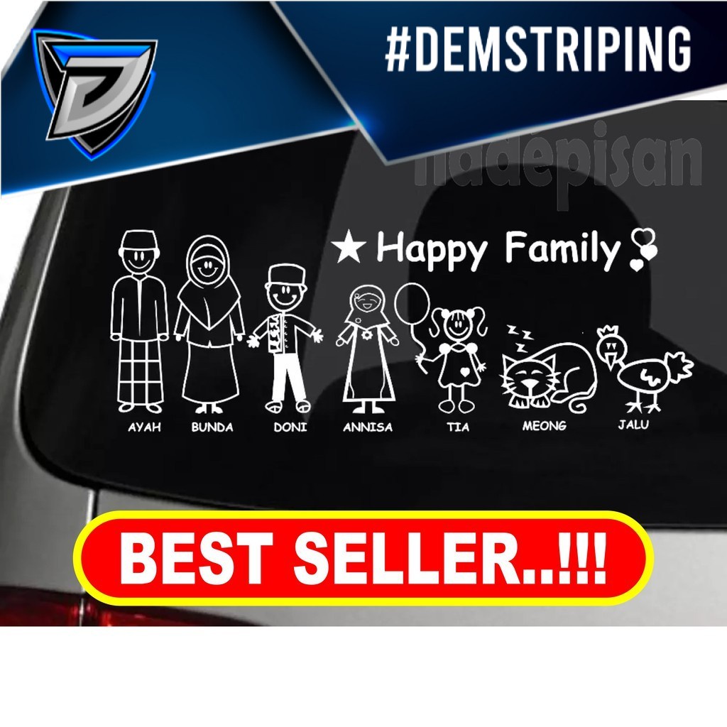 Jual STIKER CUTTING STICKER KACA BELAKANG MOBIL- HAPPY FAMILY - by ...