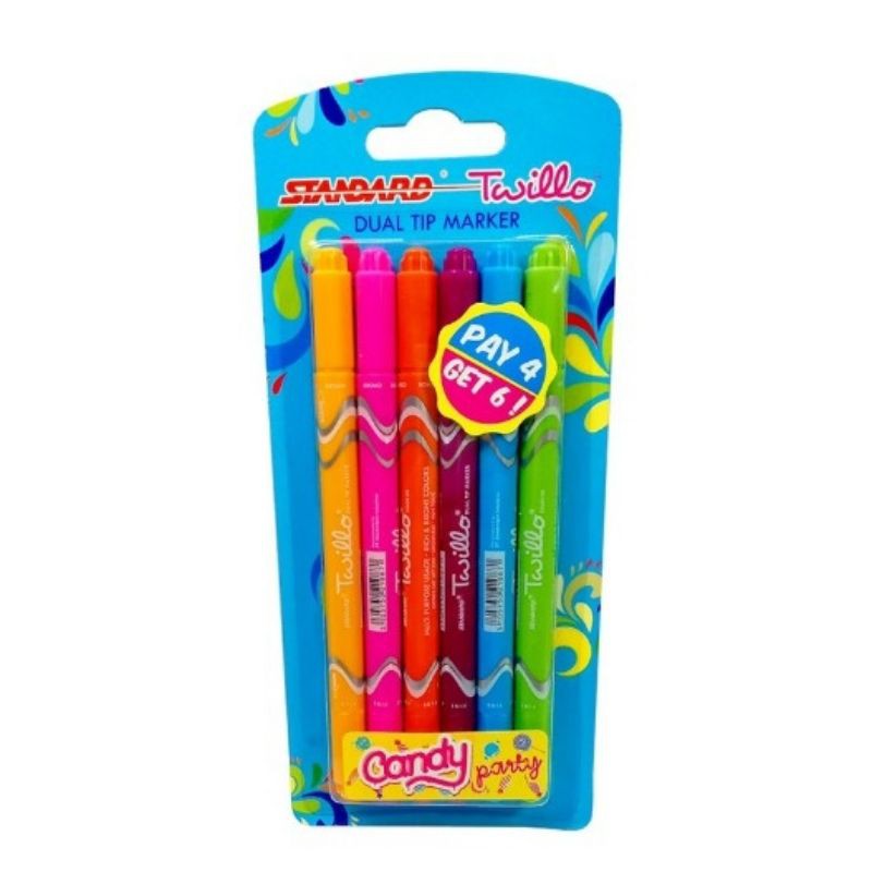 Jual Pulpen Standard Twillo Candy Dual Tip Spidol Colouring Marker Set