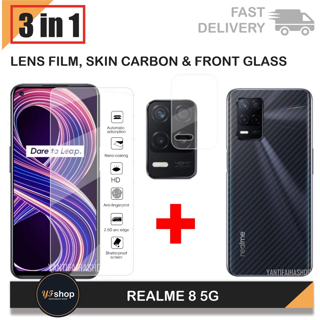 Jual Tempered Glass Layar Realme 8 5G Paket 3in1 Free Anti Gores Camera ...