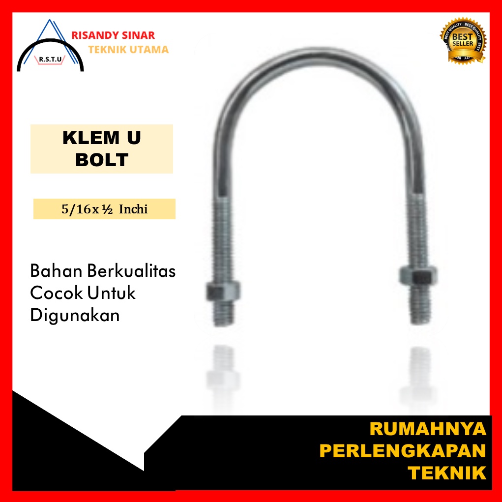 Jual klem u bolt Baut U Bolt diameter 5/16 x 1/2 inch galvanis