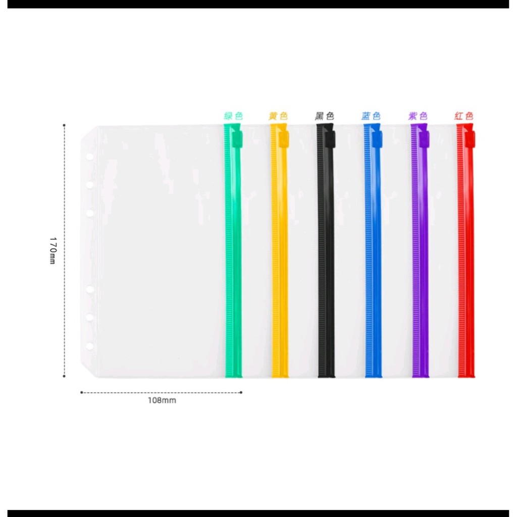 Jual ZIPLOCK ZIPPER BAG BINDER 6 RING WARNA WARNI A6 Shopee Indonesia