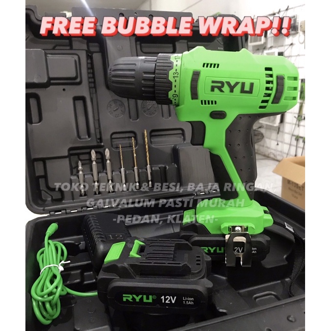 Jual Bor Cordless RYU RCD12V Bor Cas Batrai RCD 12V/ Borcas batre RYU ...