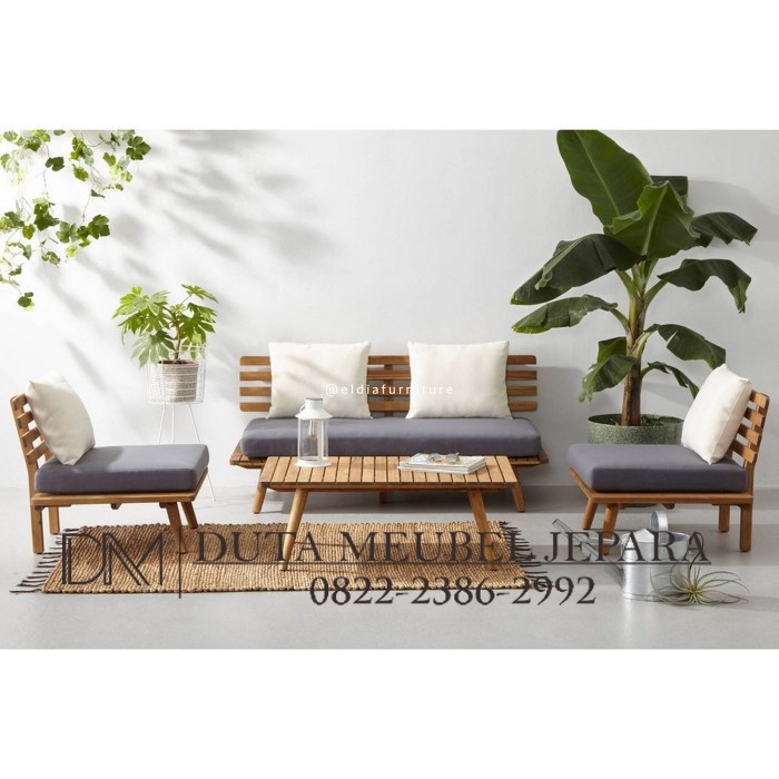 Jual Meja Tamu Set Minimalis 4 Kursi Sofa Kayu jati Modern Shopee Indonesia