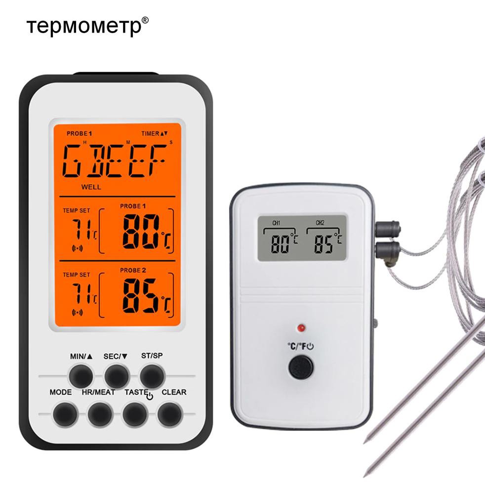 Jual Anpro Digital Food Thermometer Meat BBQ Wireless 2 Probe - KN6008 ...