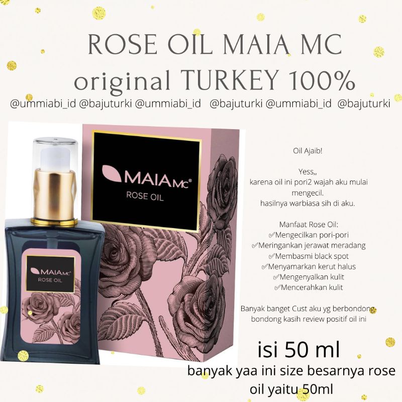 Jual ROSE OIL MAIA MC 50ml dan 20ml , ORIGINAL TURKI 100