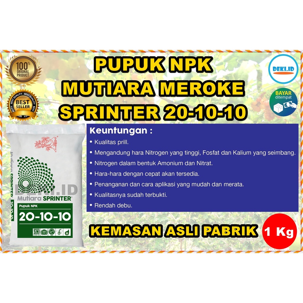 Jual NPK Sprinter 1 Kg Kemasan Pabrik 20-10-10 Pupuk Mutiara Meroke ...