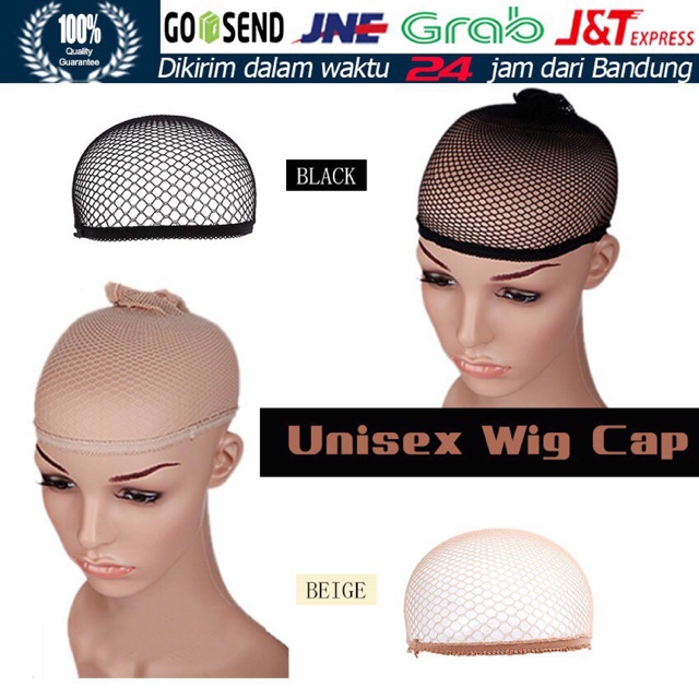 Jual Beige Weaving Cap Stretchable Elastic Hair Net Top Open Snood Wig Cap  Hairnet Black Hair Mesh