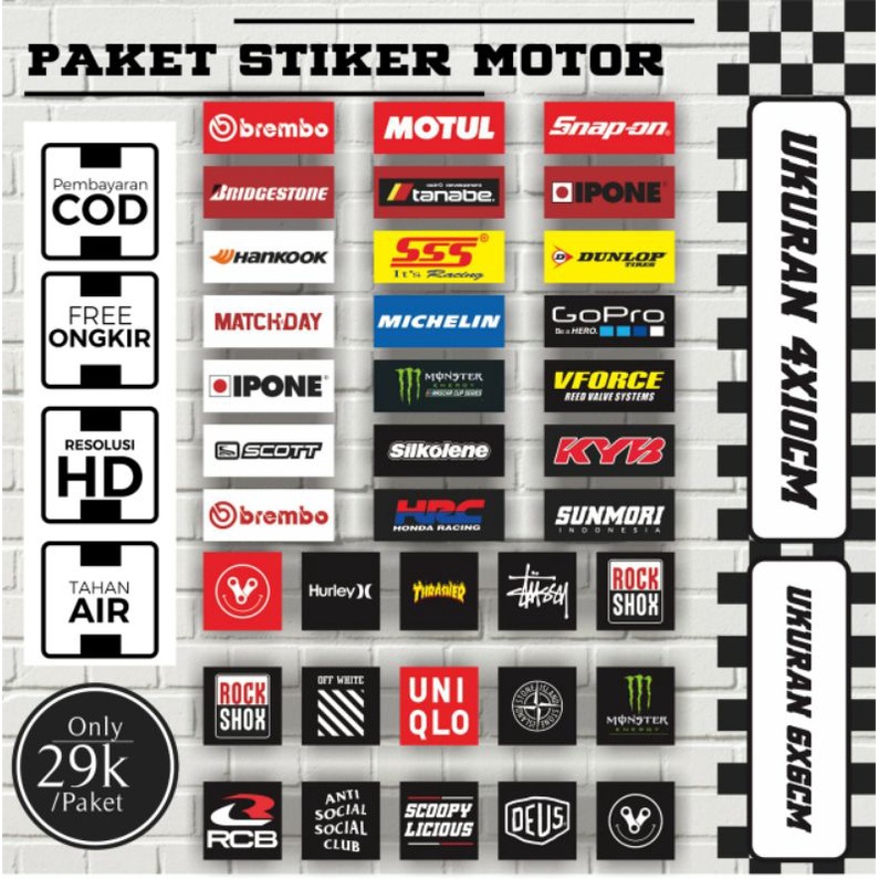 Jual Paket Stiker Brand Motor 35 PCS (COD) | Shopee Indonesia