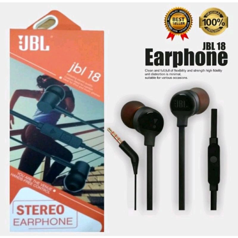Jual JBL 18 HEADSET HEADSFREE HF EARPHONE EXTRA STEREO BASS | Shopee ...